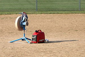pitching machine on pitchers mound